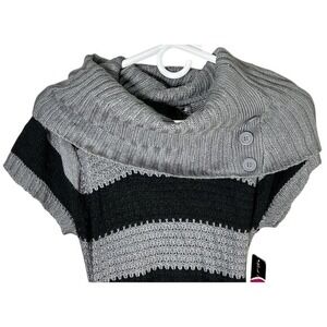 Made for Me to Look Amazing Sweater Dress Size Large Knit Black Gray Belt Stripe